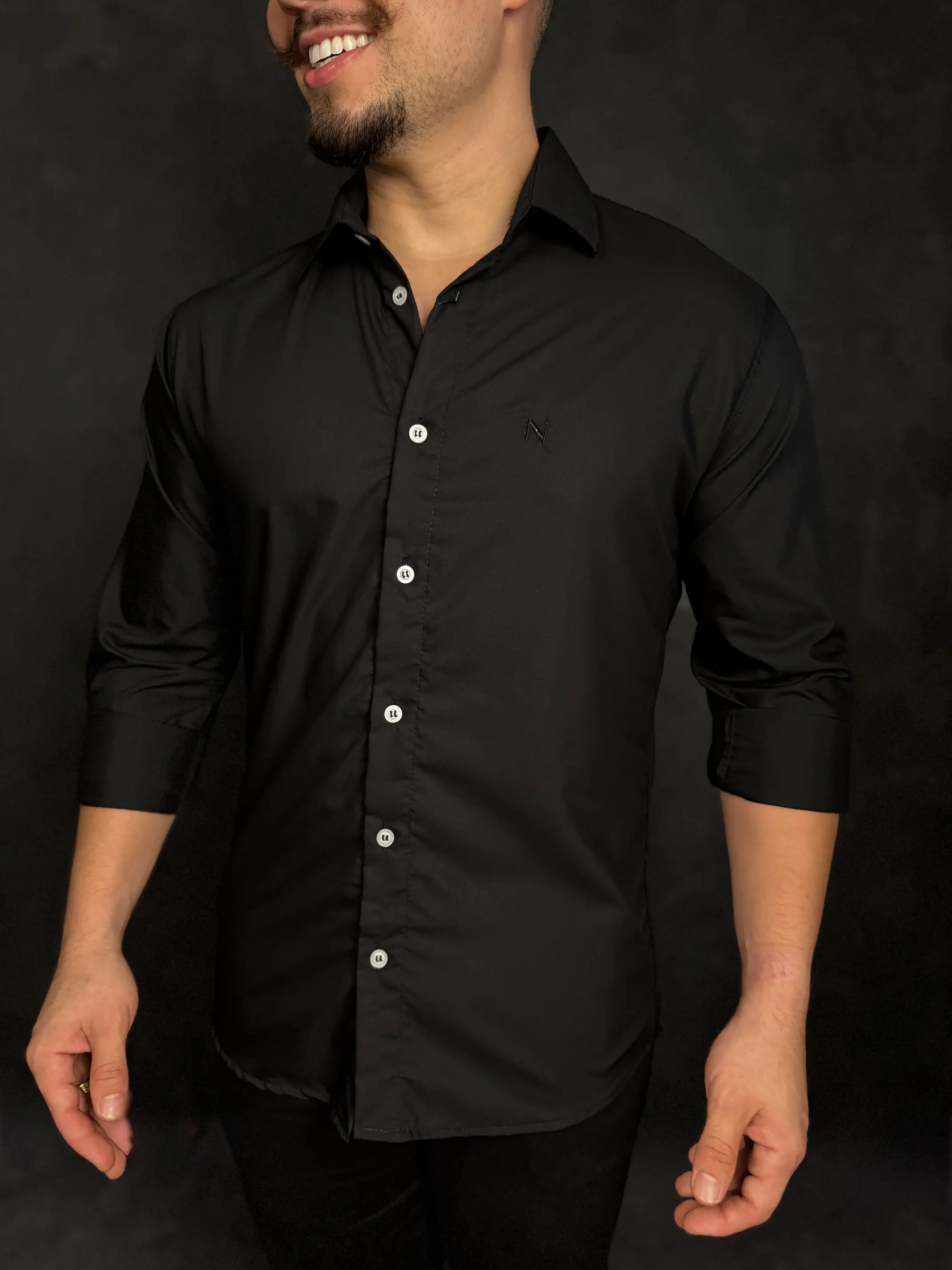 IMG_5257 Camisa Social Manga Longa NYPE TECH Preta - Imagem 1