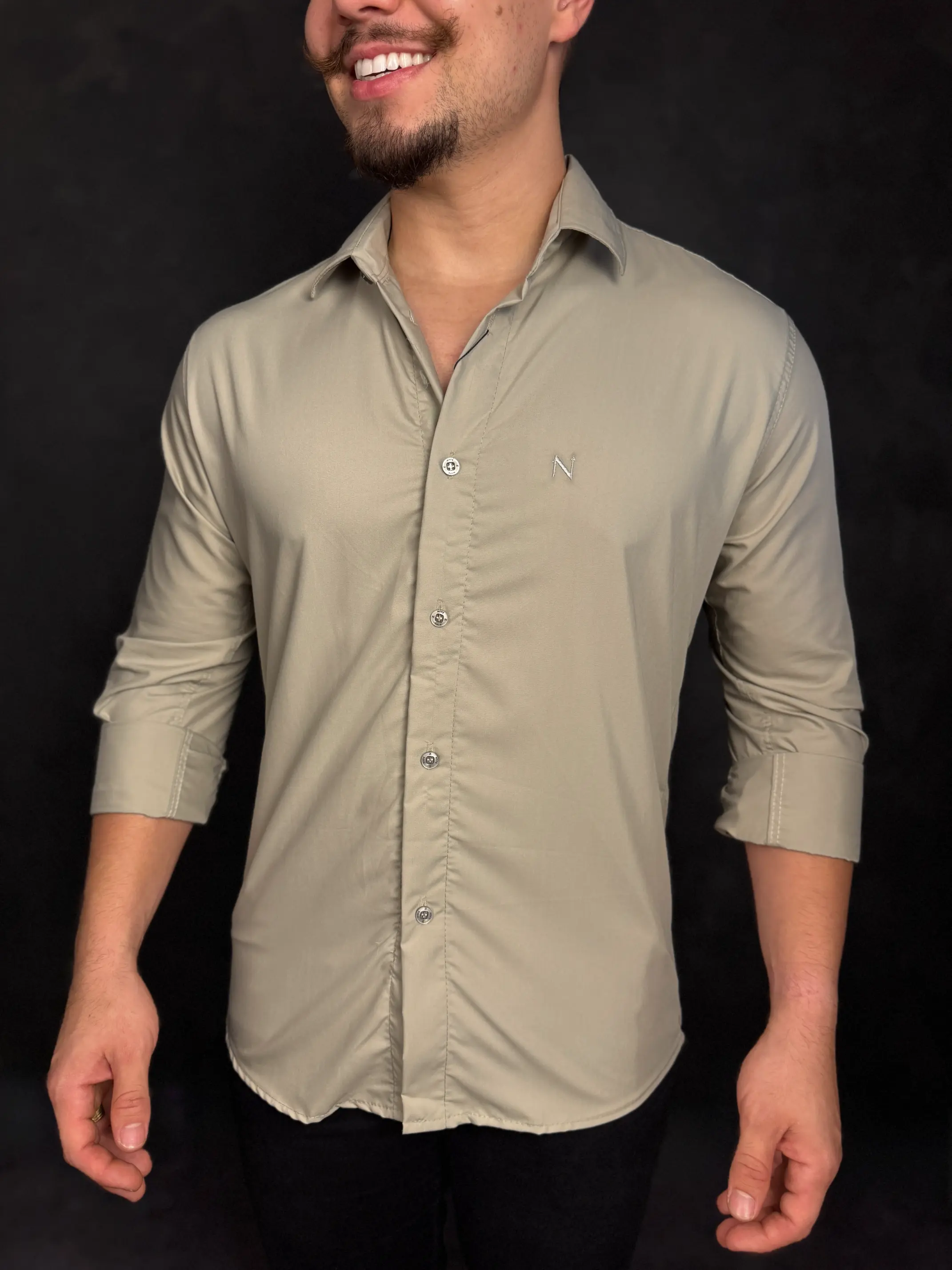 IMG_5293 Camisa Social Manga Longa NYPE TECH Creme - Imagem 1