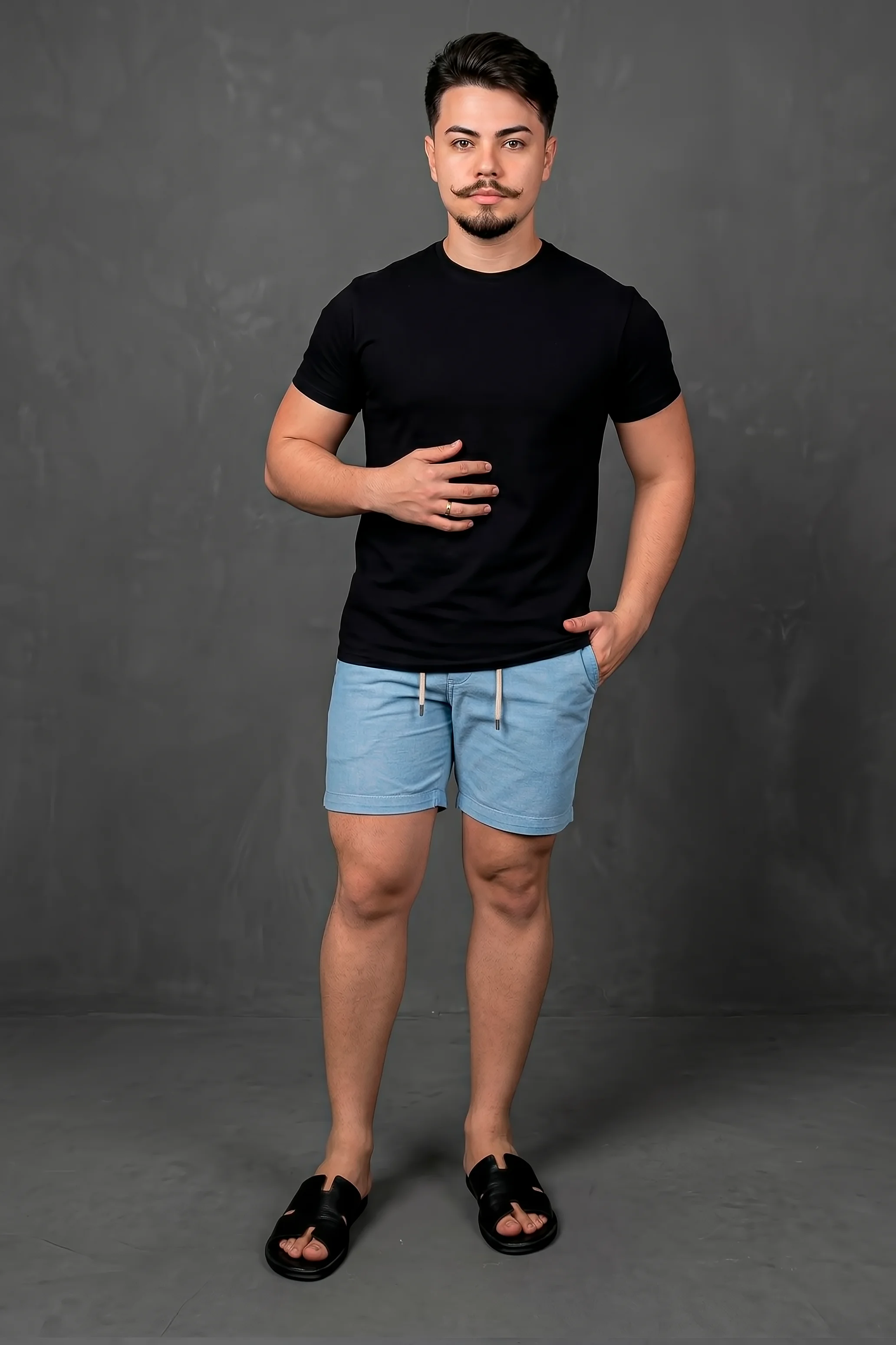 lookprm Look Casual NYPE Elevate Completo Pima, Bermuda Sarja, Sandália, para Fim de Semana, Saidinha, Barzinho - Imagem 1